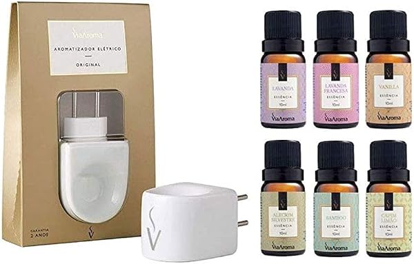 Kit Difusor Elétrico Porcelana Via Aroma